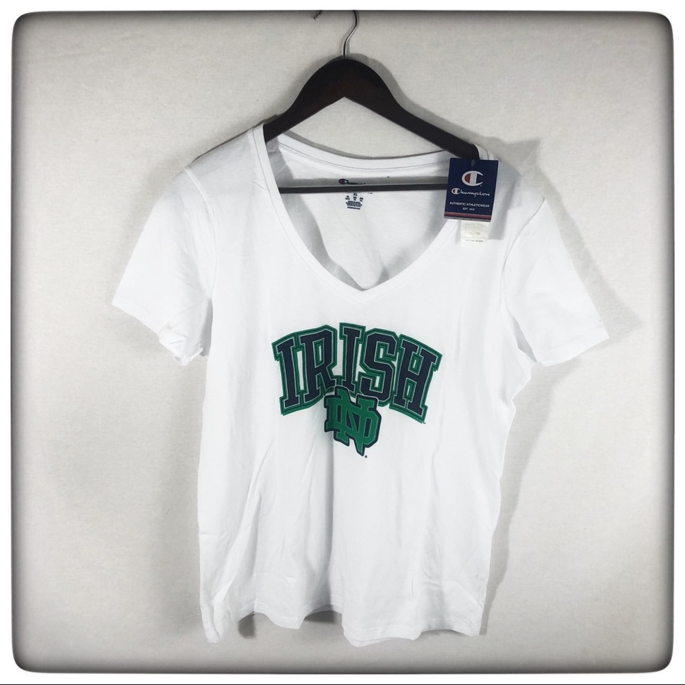Champion Women’s XL V-Neck Notre Dame Irish White